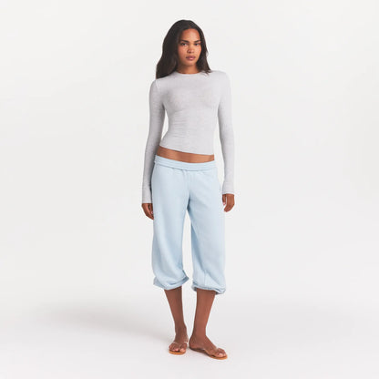 COTTON JERSEY LONG SLEEVE T-SHIRT | LIGHT HEATHER GREY