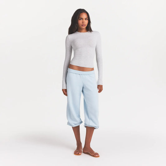 COTTON JERSEY LONG SLEEVE T-SHIRT | LIGHT HEATHER GREY