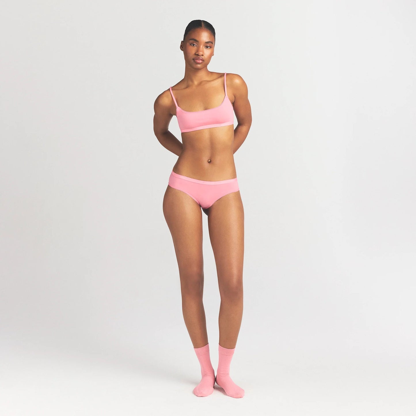 LIGHTWEIGHT COTTON LOGO PICOT HIPSTER | MELON TONAL