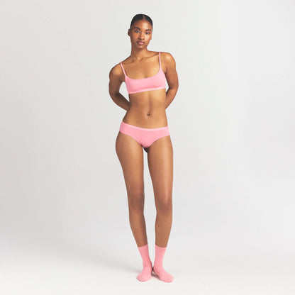 LIGHTWEIGHT COTTON LOGO PICOT HIPSTER | MELON TONAL