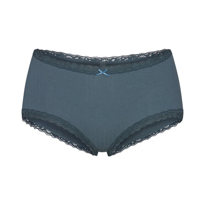LIGHTWEIGHT COTTON POINTELLE LACE BOY SHORT | ZIRCON TONAL