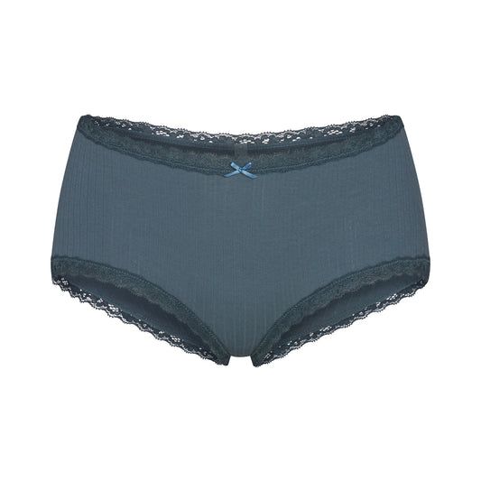 LIGHTWEIGHT COTTON POINTELLE LACE BOY SHORT | ZIRCON TONAL