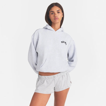 COTTON FLEECE LOGO CLASSIC HOODIE | LIGHT HEATHER GREY WITH ONYX LOGO