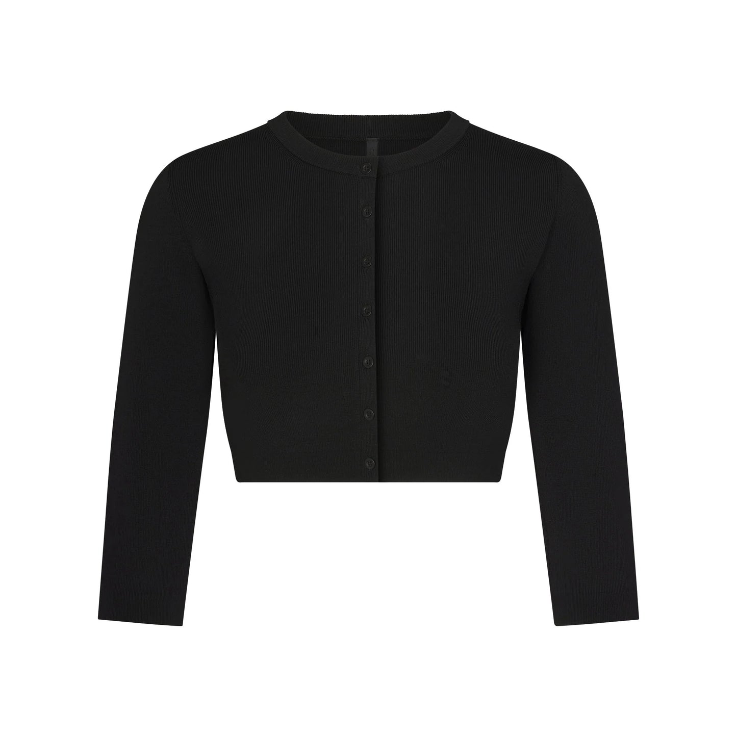 REFINED KNIT CROPPED CARDIGAN | OBSIDIAN