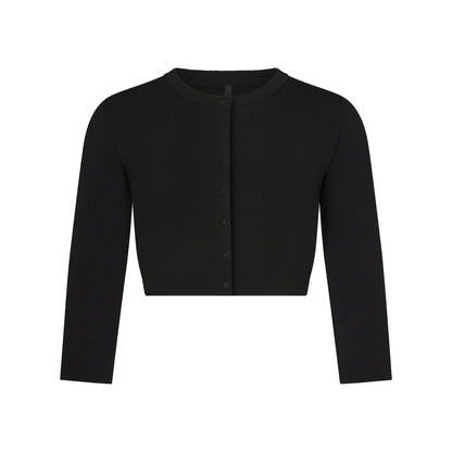 REFINED KNIT CROPPED CARDIGAN | OBSIDIAN