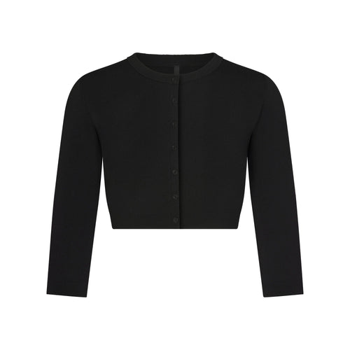 REFINED KNIT CROPPED CARDIGAN | OBSIDIAN