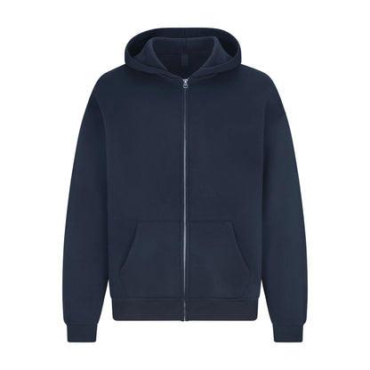 FLEECE LOUNGE MENS RELAXED ZIP UP HOODIE | NAVY
