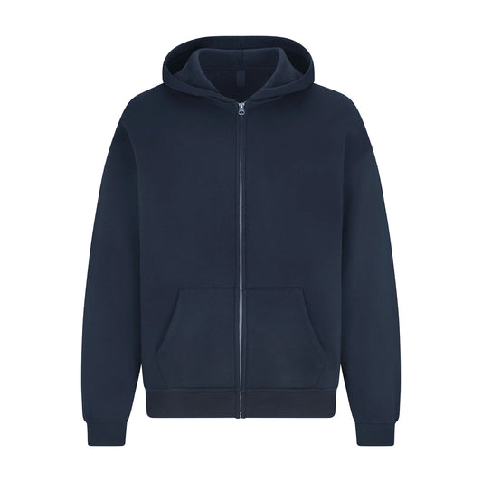 FLEECE LOUNGE MENS RELAXED ZIP UP HOODIE | NAVY