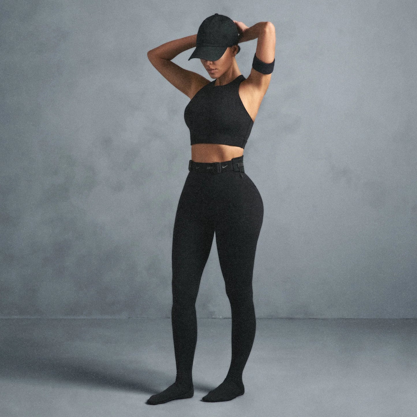 NikeSKIMS SHINE HIGH NECK BRA | OBSIDIAN