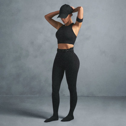 NikeSKIMS SHINE HIGH NECK BRA | OBSIDIAN