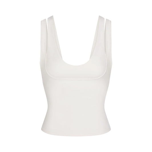 NikeSKIMS MATTE DOUBLE STRAP SCOOP TANK | IVORY