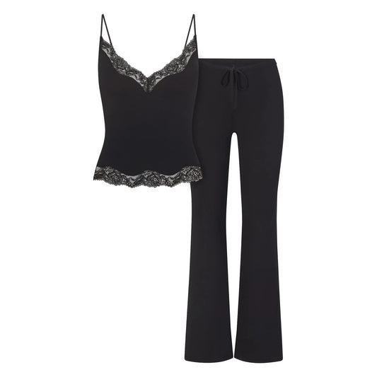 SKIMS SLEEP LACE CAMI AND PANT SET | ONYX