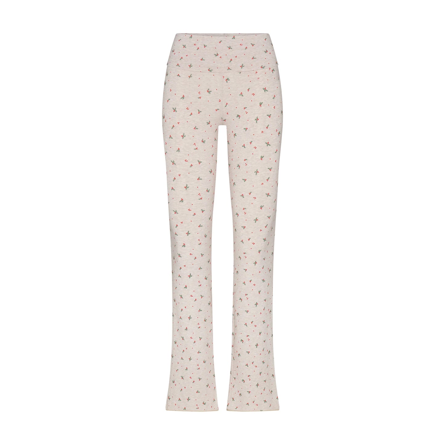 COTTON JERSEY FOLDOVER PANT | OATMEAL HEATHER HOLLY PRINT