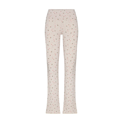 COTTON JERSEY FOLDOVER PANT | OATMEAL HEATHER HOLLY PRINT