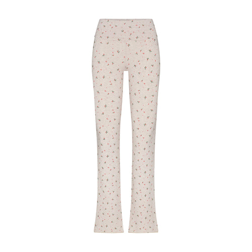 COTTON JERSEY FOLDOVER PANT | OATMEAL HEATHER HOLLY PRINT