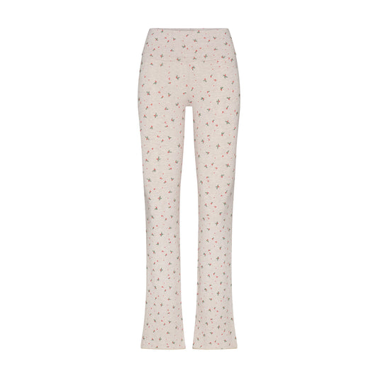 COTTON JERSEY FOLDOVER PANT | OATMEAL HEATHER HOLLY PRINT