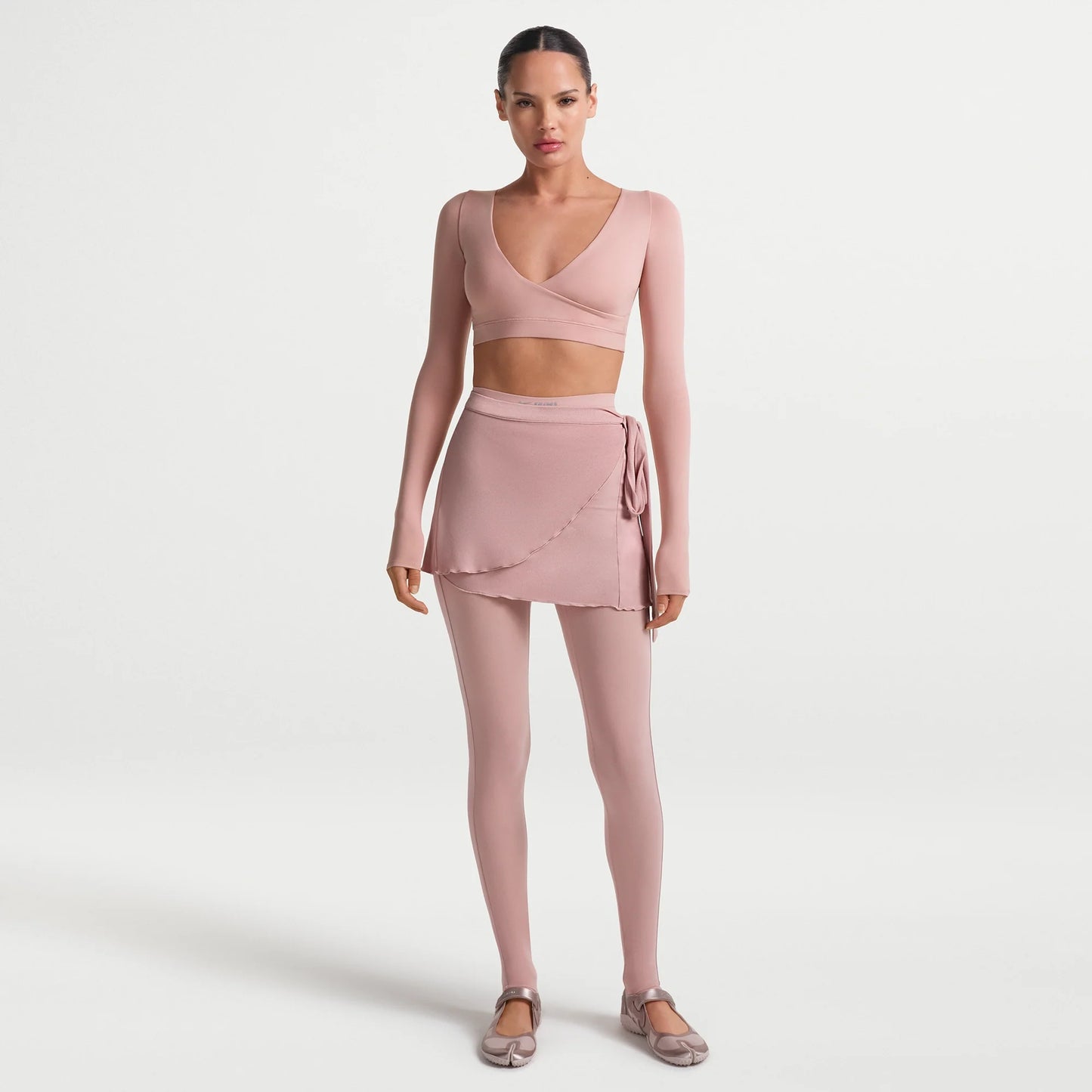 NikeSKIMS MATTE WRAP LONG SLEEVE CROPPED TOP | HIMALAYAN