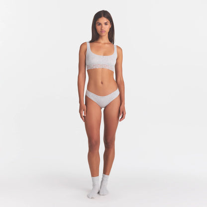 LIGHTWEIGHT COTTON LACE SCOOP BRALETTE | LIGHT HEATHER GREY
