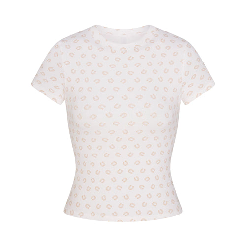 COTTON RIB T-SHIRT | OCHRE HORSESHOE PRINT