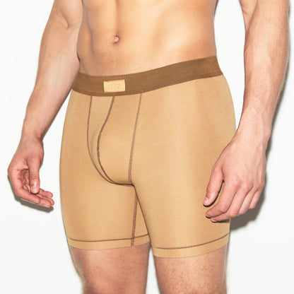 SKIMS COTTON MENS 5" BOXER BRIEF | RUSSET