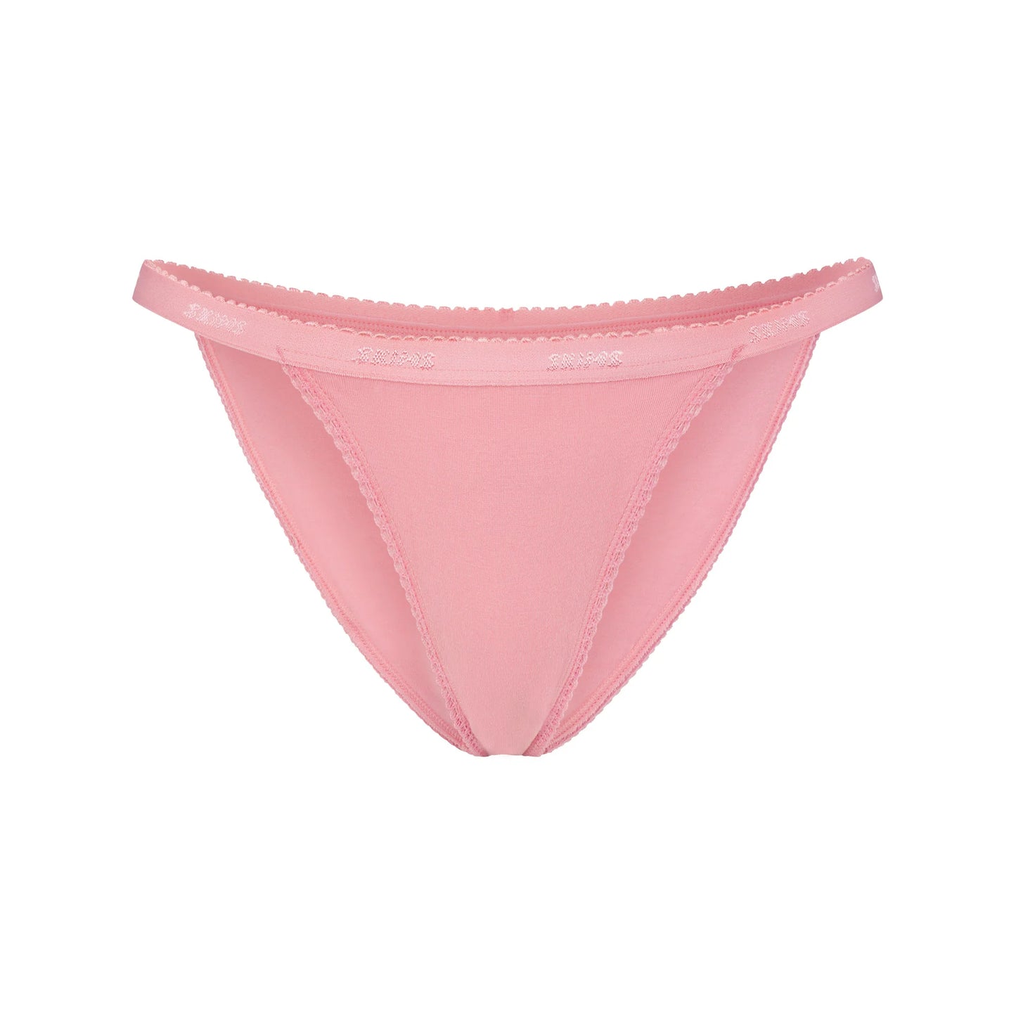 LIGHTWEIGHT COTTON LOGO PICOT STRING BIKINI | MELON TONAL