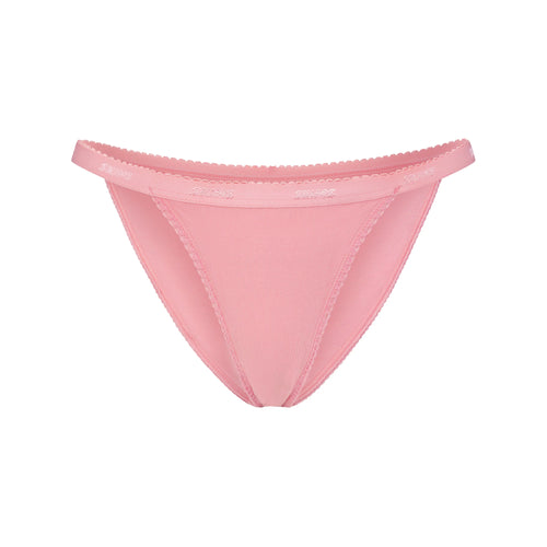 LIGHTWEIGHT COTTON LOGO PICOT STRING BIKINI | MELON TONAL