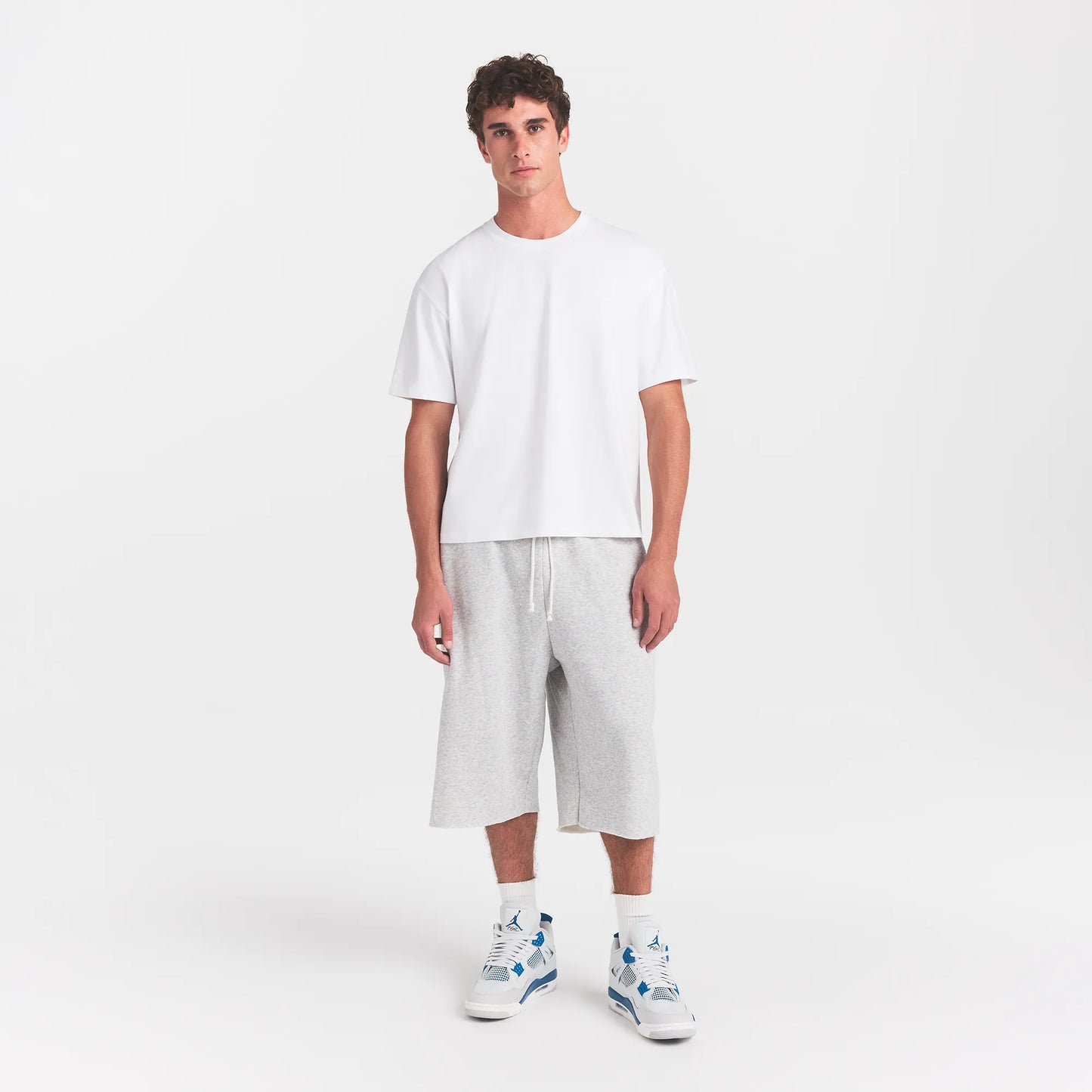 HEAVYWEIGHT COTTON MENS RELAXED CROPPED CREWNECK | CHALK
