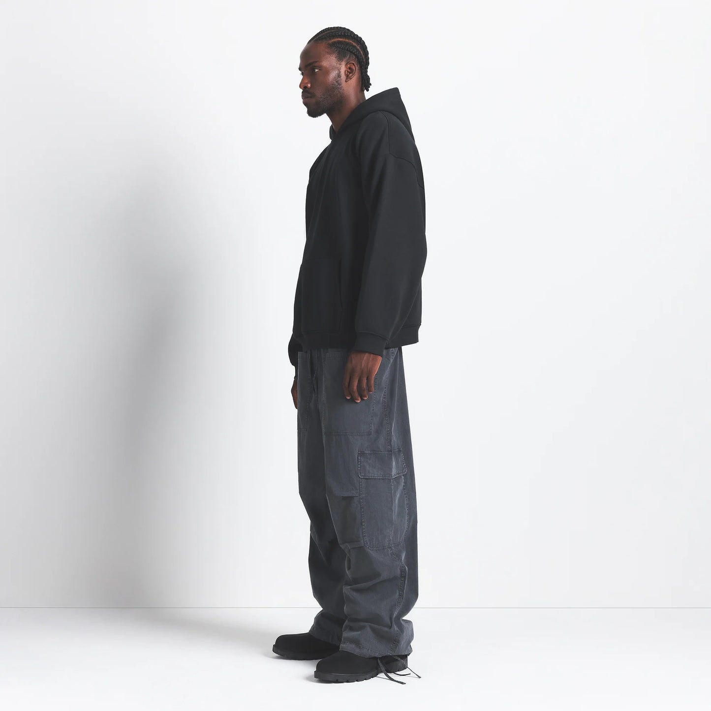 FLEECE LOUNGE MENS RELAXED HOODIE | WASHED ONYX