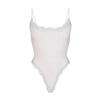 FITS EVERYBODY LACE CAMI BODYSUIT | SLATE PIN DOT PRINT