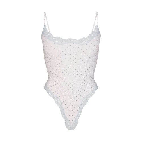 FITS EVERYBODY LACE CAMI BODYSUIT | SLATE PIN DOT PRINT