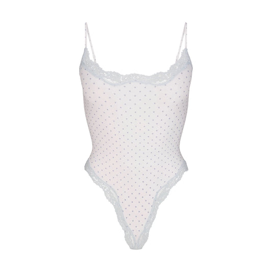 FITS EVERYBODY LACE CAMI BODYSUIT | SLATE PIN DOT PRINT