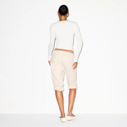 COTTON JERSEY SCOOP NECK LONG SLEEVE TOP | MARBLE