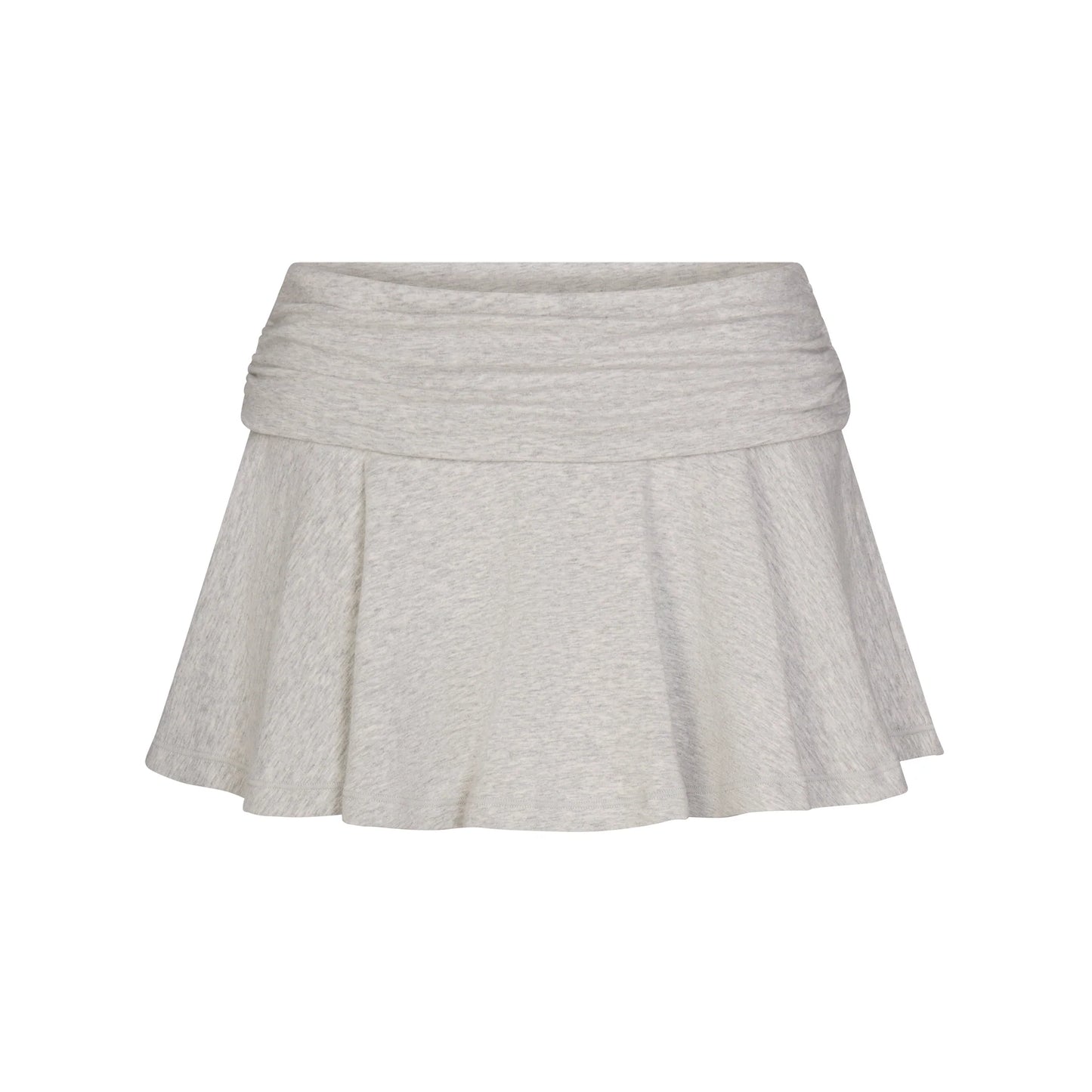 COTTON JERSEY FOLDOVER MINI SKORT | LIGHT HEATHER GREY