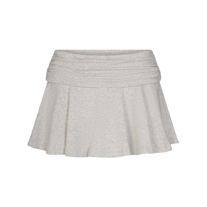COTTON JERSEY FOLDOVER MINI SKORT | LIGHT HEATHER GREY