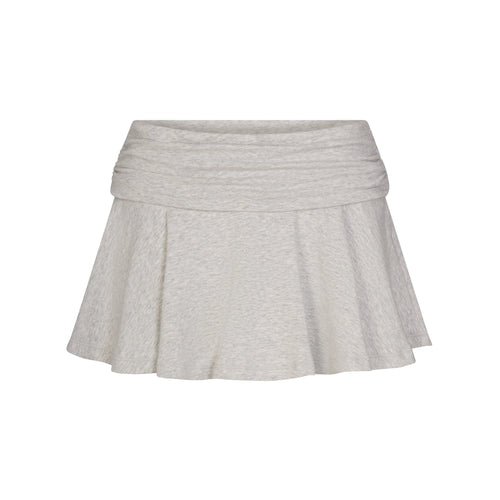 COTTON JERSEY FOLDOVER MINI SKORT | LIGHT HEATHER GREY