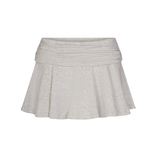 COTTON JERSEY FOLDOVER MINI SKORT | LIGHT HEATHER GREY