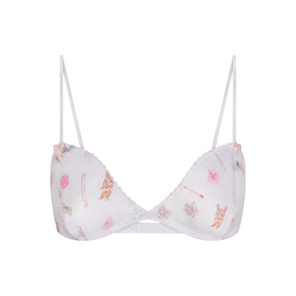 LIGHTWEIGHT SATIN TRIANGLE BRALETTE  | SNOW ESSENTIALS BAG