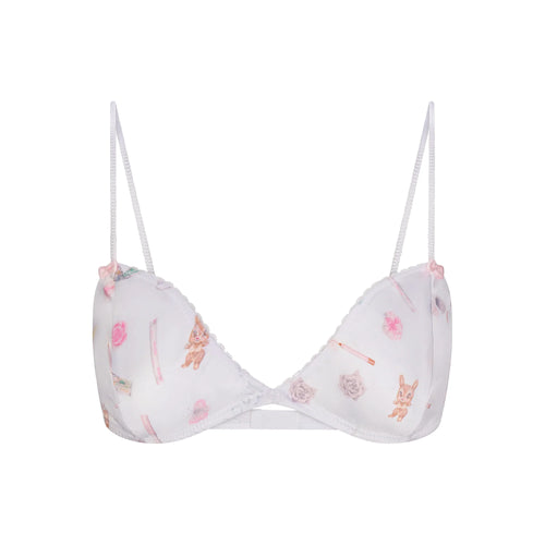 LIGHTWEIGHT SATIN TRIANGLE BRALETTE  | SNOW ESSENTIALS BAG