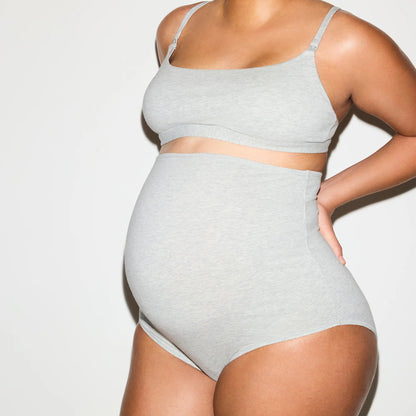 COTTON JERSEY MATERNITY NURSING SCOOP BRALETTE 2-PACK | LIGHT HEATHER GREY
