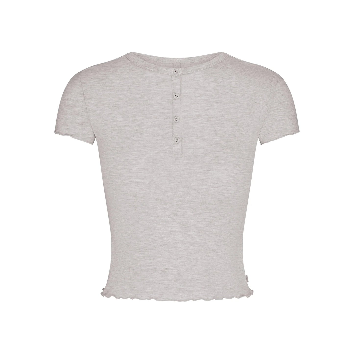 SKIMS SLEEP HENLEY AND FOLDOVER SHORT SET | LIGHT HEATHER GREY