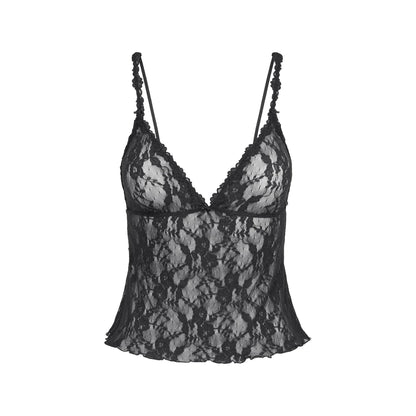 STRETCH LACE TRIANGLE CAMI AND SHORT SET | SOOT