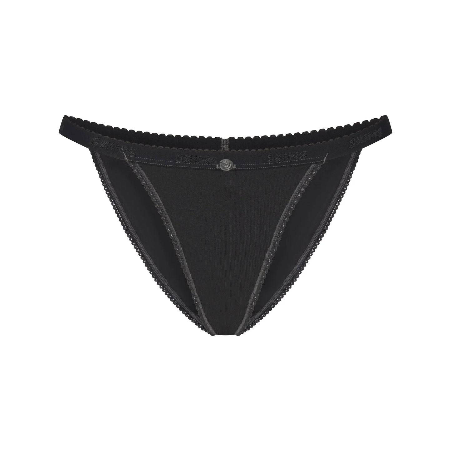 LIGHTWEIGHT COTTON LOGO PICOT STRING BIKINI | SOOT