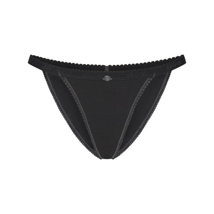 LIGHTWEIGHT COTTON LOGO PICOT STRING BIKINI | SOOT