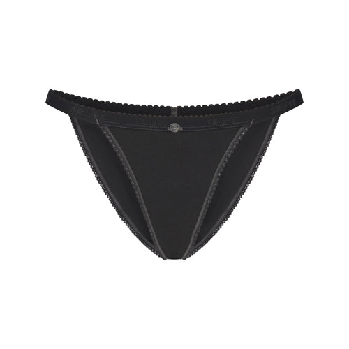 LIGHTWEIGHT COTTON LOGO PICOT STRING BIKINI | SOOT