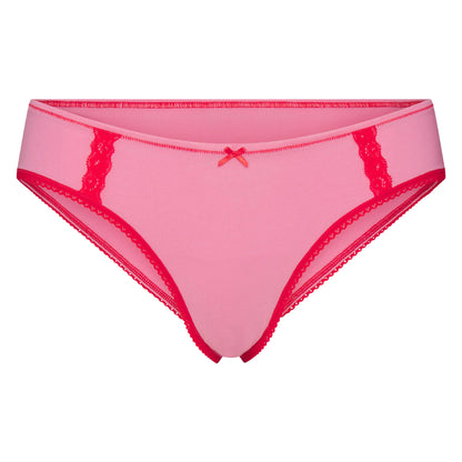 LIGHTWEIGHT COTTON LACE HIPSTER | CARNATION CONTRAST