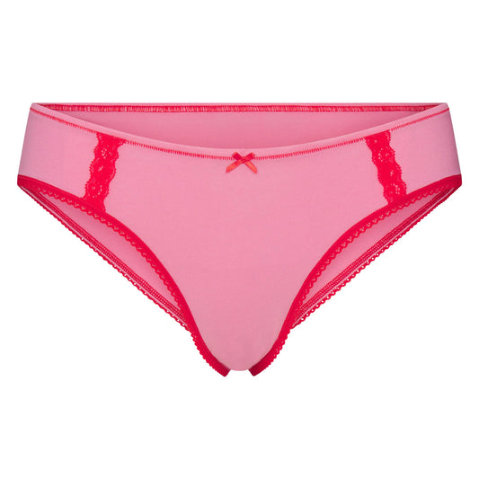 LIGHTWEIGHT COTTON LACE HIPSTER | CARNATION CONTRAST