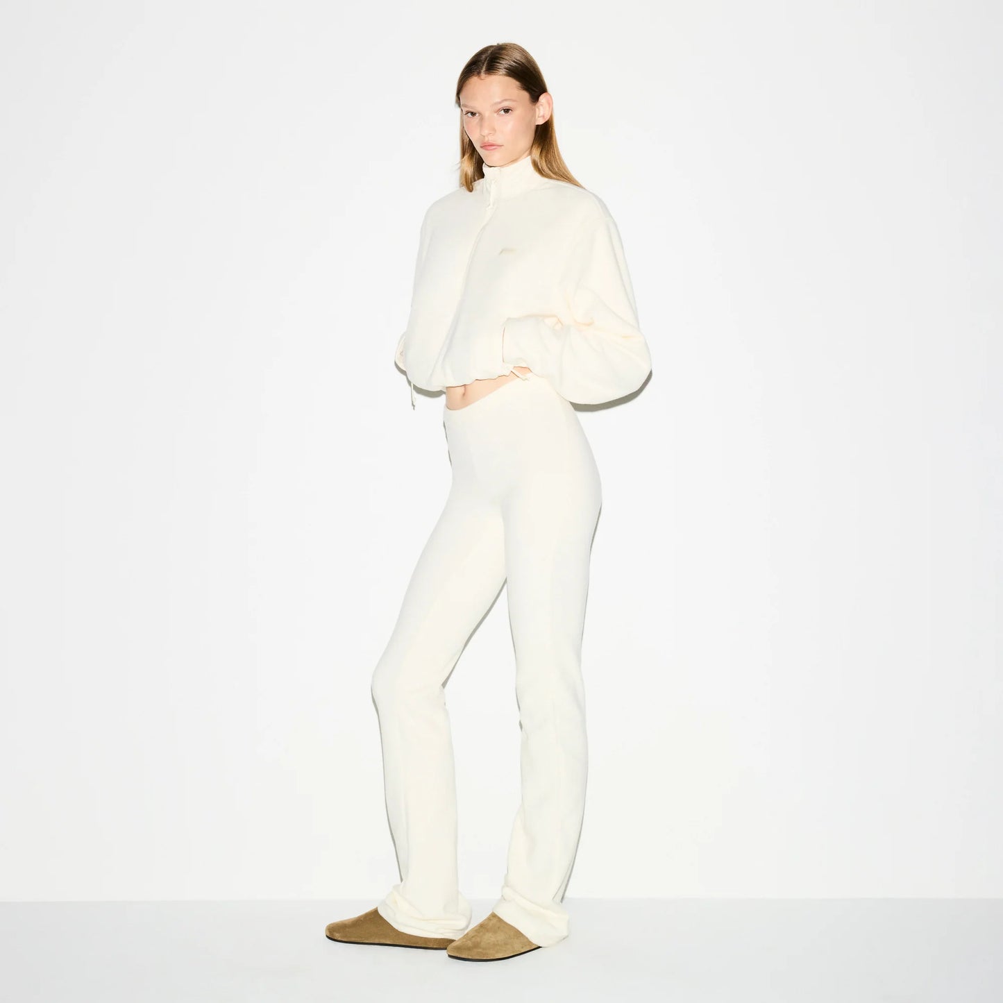 OUTDOOR FLEECE HALF ZIP PULLOVER | ECRU