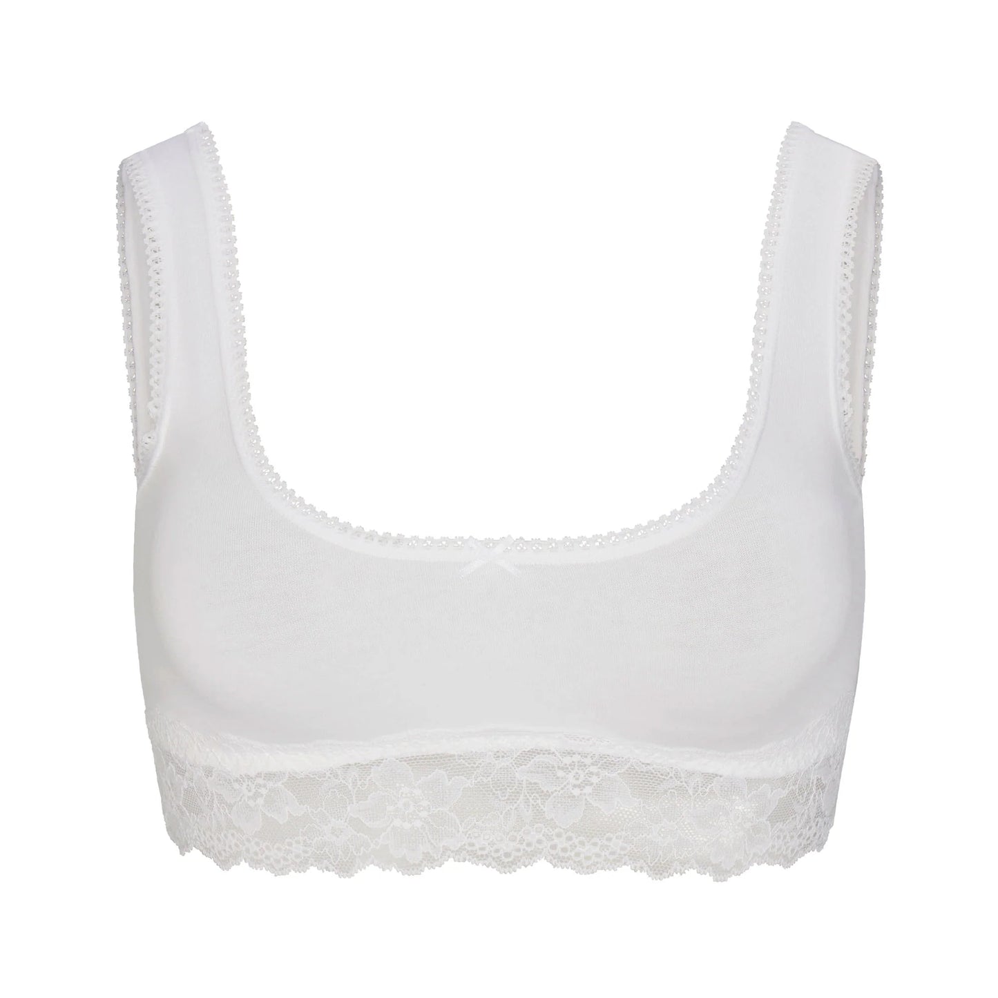 LIGHTWEIGHT COTTON LACE SCOOP BRALETTE | SNOW