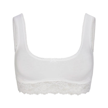 LIGHTWEIGHT COTTON LACE SCOOP BRALETTE | SNOW