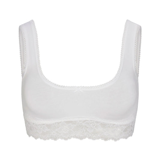 LIGHTWEIGHT COTTON LACE SCOOP BRALETTE | SNOW